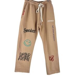 SuperFresh Limited Edition Graphic Sweatpants Mens L Peach Smiley Streetwear